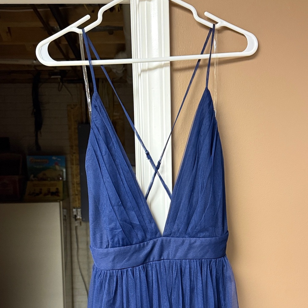 Elegant Navy Blue Strappy Dress
